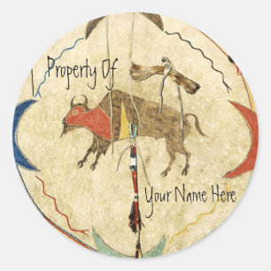 Sticker Rond Plaque de livre Buffalo Warrier Shield
