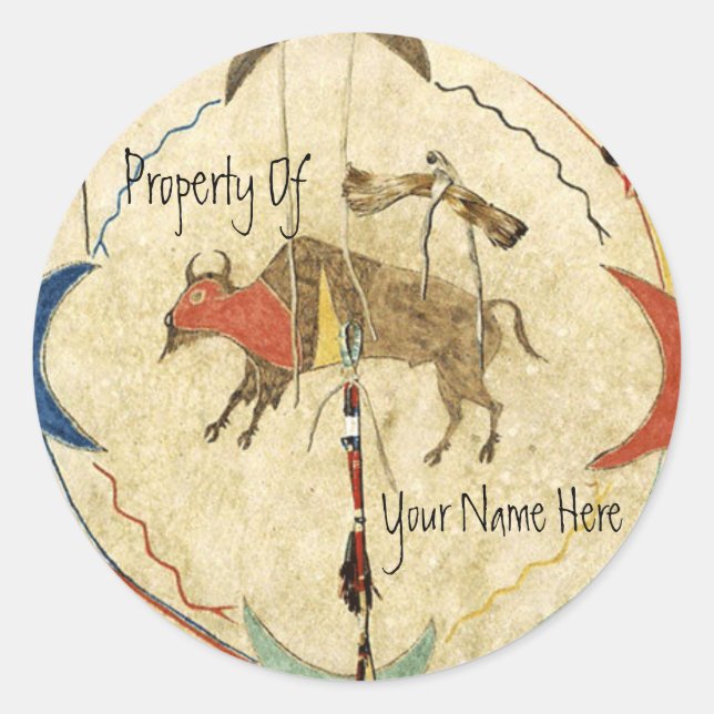 Sticker Rond Plaque de livre Buffalo Warrier Shield (Devant)