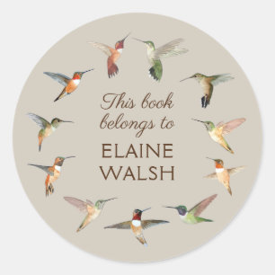 Sticker Rond Plaque de livre de colibris