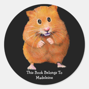 STICKER ROND PLAQUE DE LIVRE HAMSTER : ARTWORK