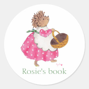 Sticker Rond Plaque de livres Heddy Hedgehog