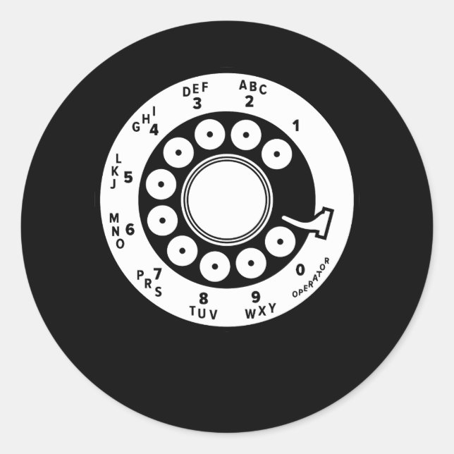 Sticker Rond Plaque de numérotation Rotary Téléphone Téléphone  (Devant)