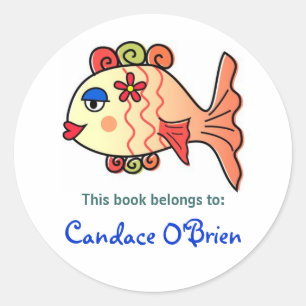Sticker Rond Plaque de vente de poissons tropicaux
