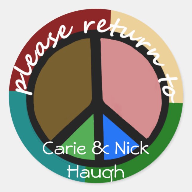 Sticker Rond Plaque d'enregistrement du symbole de paix multico (Devant)