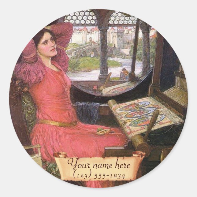 Sticker Rond Plaque d'enregistrement Lady Shalott Waterhouse Pr (Devant)