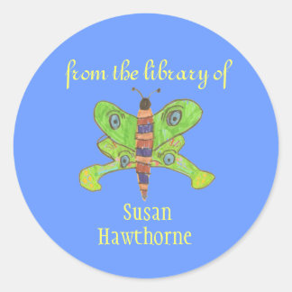 Sticker Rond Plaque d'identification de livre papillon "De la b