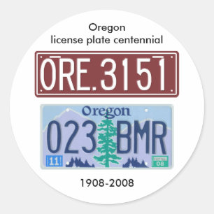 Sticker Rond Plaque d'immatriculation de l'Oregon centenaire