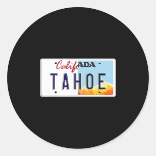 Sticker Rond Plaque d'immatriculation vintage Lake Tahoe Califo