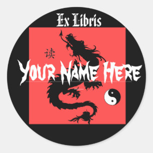Sticker Rond Plaque Dragon Asiatique