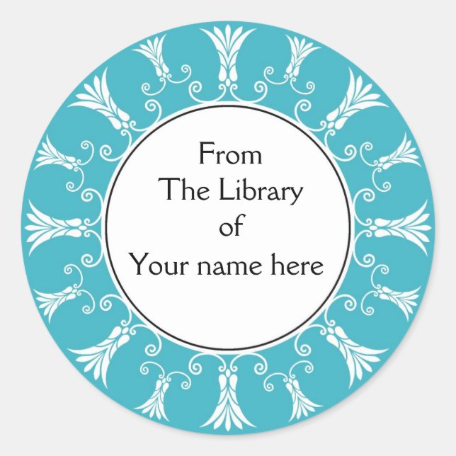 Sticker Rond Plaque - Fleurs Turquoises (Devant)