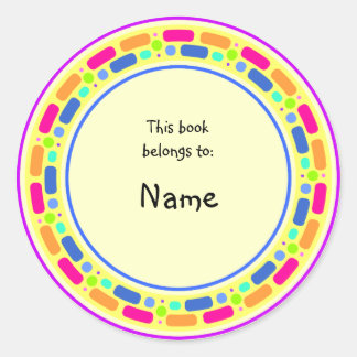 Sticker Rond Plaque jaune avec bordure colorée