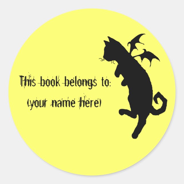Sticker Rond Plaque-livre volant kitteh (Devant)