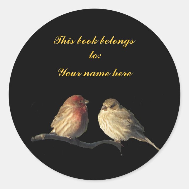 Sticker Rond Plaque Lovebirds (Devant)
