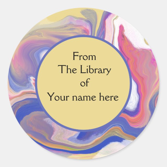Sticker Rond Plaque - Marbre rose et violet Abstrait Motif (Devant)