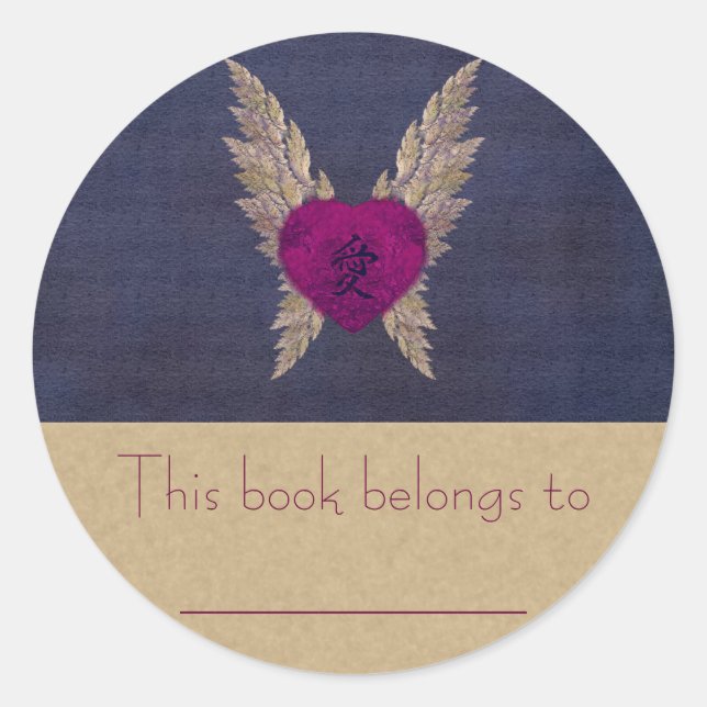 Sticker Rond Plaque-mère de coeur violet (Devant)