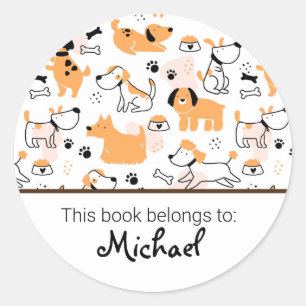 Sticker Rond Plaque motif pour chien mignon pour enfants