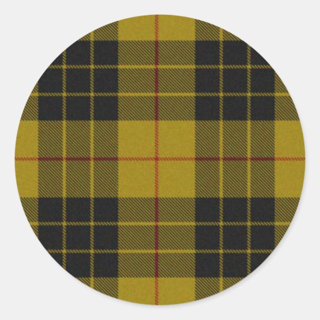 Sticker Rond Plaque noire jaune tartan MacLeod (Devant)