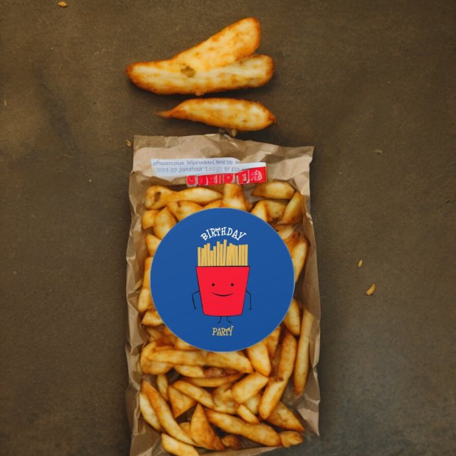 Sticker Rond Plaque Papier Carton Fries (French Fries Treat party theme sticker,birthday party sticker,gift pack,envelope,return gift sticker)