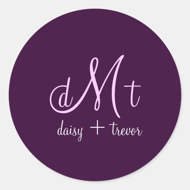 Sticker Rond Plaque Plum + lilas Monogrammes (Devant)