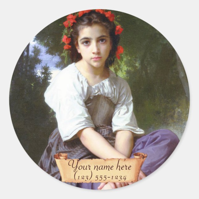 Sticker Rond Plaque pré-Raphaelite "Edge of the brook" (Devant)