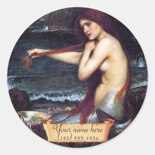 Sticker Rond Plaque pré-Raphaélite "La Sirène"