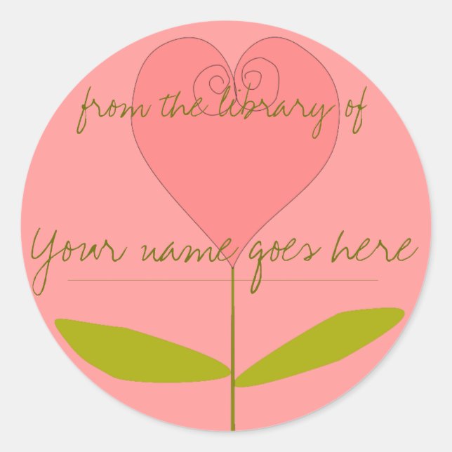 Sticker Rond Plaque Rose en forme de coeur (Devant)