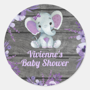Sticker Rond Plaque rustique à éléphant violet pour la douch