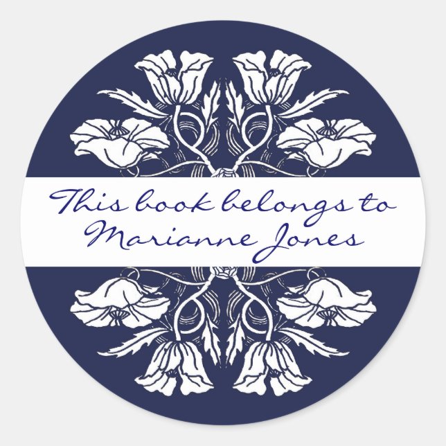 Sticker Rond Plaque vintage Art Nouveau Floral (Devant)