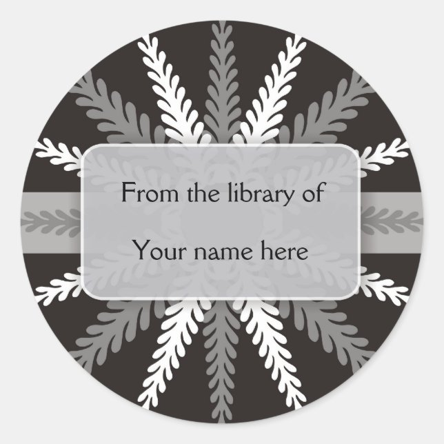 Sticker Rond Plaques blanches noires - Flocon de neige gris arg (Devant)