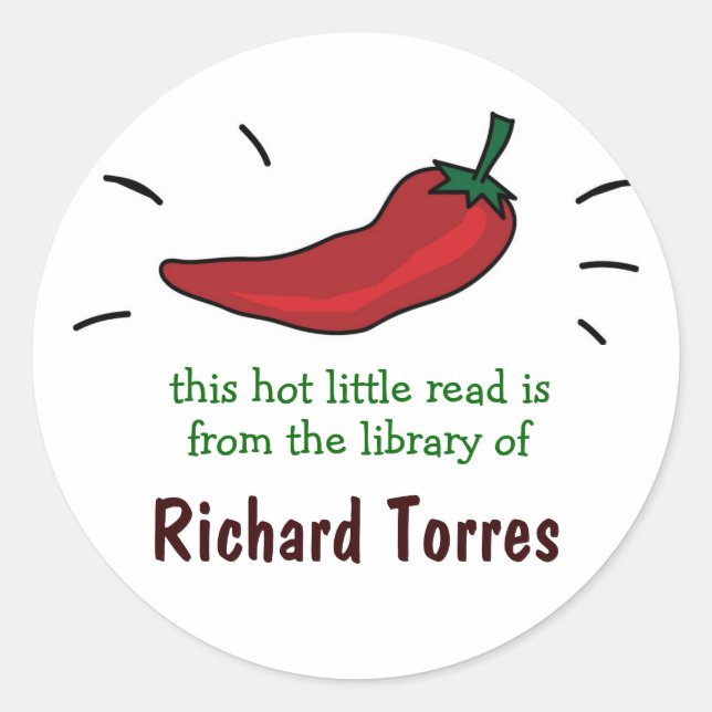 Sticker Rond Plaques de livres Red Chili Pepper (Devant)