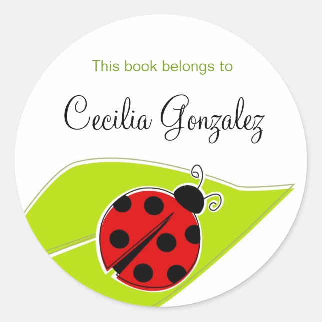 Sticker Rond Plaques de livres Red Ladybug (Devant)