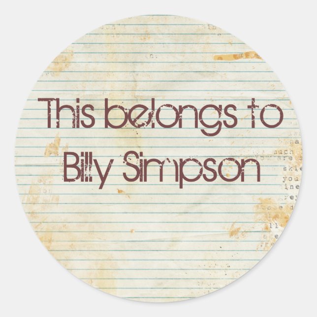 Sticker Rond Plaques du livre de nom (Devant)