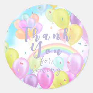 Sticker Rond Plaques en papier d'anniversaire de Balloon Pastel