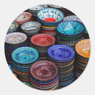 Sticker Rond Plaques marocaines au marché