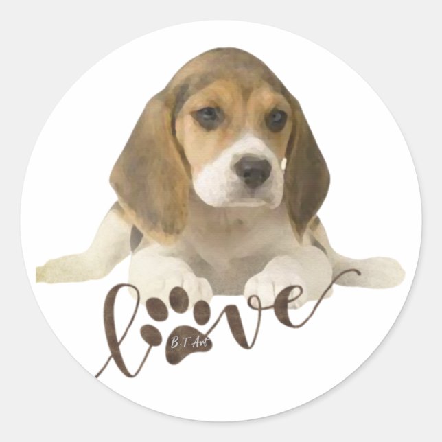 Sticker Rond Plaques papier beagles (Devant)