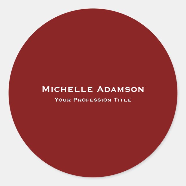 Sticker Rond Plat professionnel rouge profond moderne (Devant)