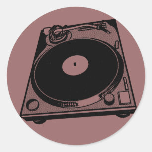 Sticker Rond Platine Tourne-Disques Graphique en Noir