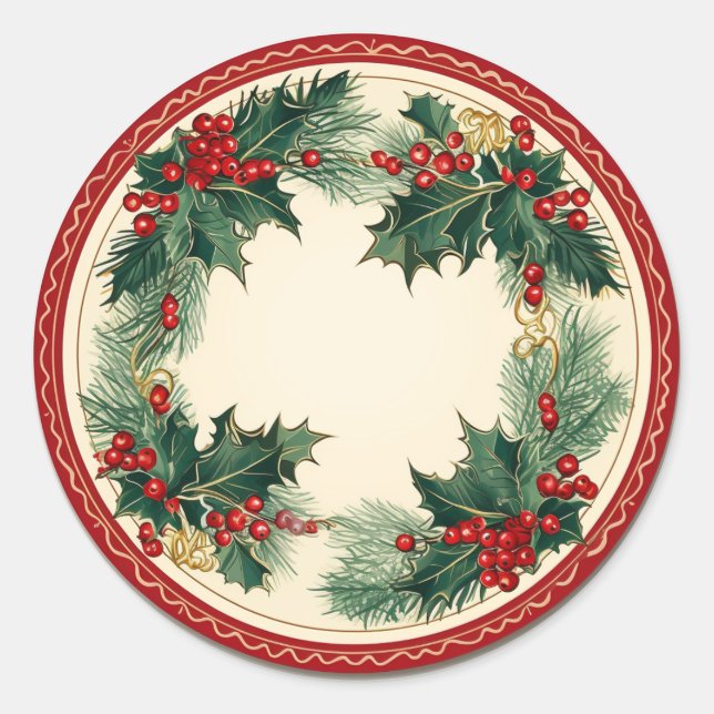 Sticker Rond Plats floraux Holly & Ivy (Devant)