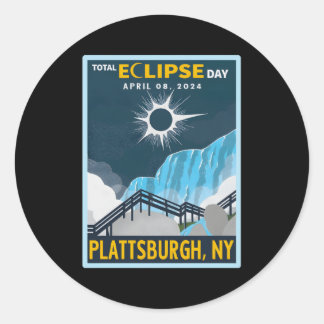 Sticker Rond Plattsburgh New York Total Solar Eclipse 2024