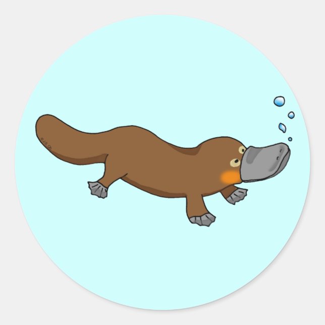 Sticker Rond Platypus à bec de canard mignon (Devant)