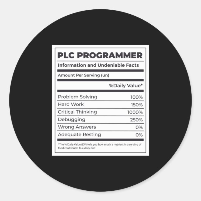 Sticker Rond PLC Programmer Funny Programmation Faits (Devant)
