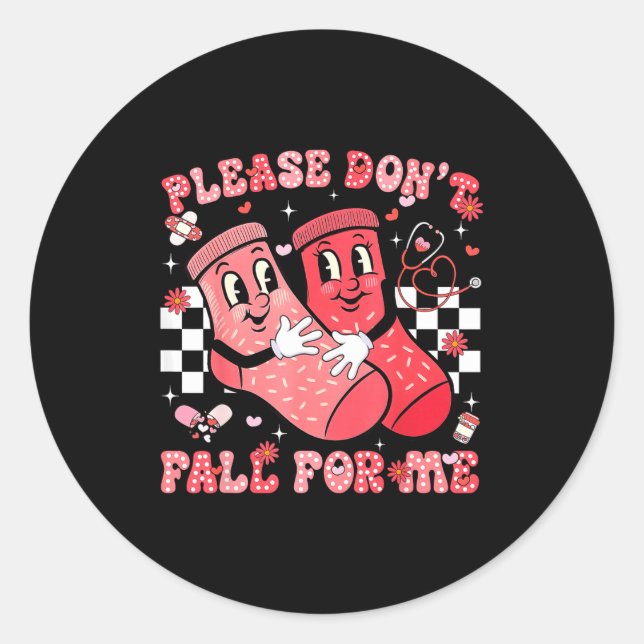 Sticker Rond Please Don't Fall For Me Nurse Non Slip Socks Vale (Devant)