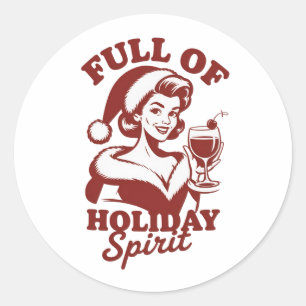 Sticker Rond Plein d'esprit de fête de Noël Vin Snarky Noël