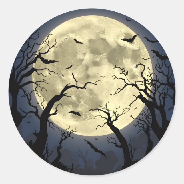 Sticker Rond Pleine lune éffrayante (Devant)