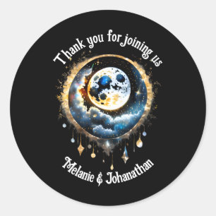 Sticker Rond Pleine lune étoile ciel céleste chic