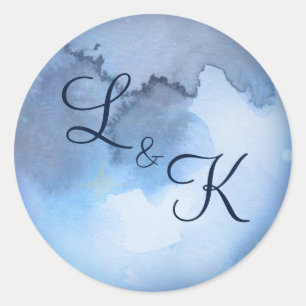 Sticker Rond Pleine lune lunaire Céleste Monogramme Mariage