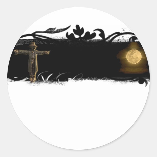 Sticker Rond Pleine lune noire et blanche (Devant)