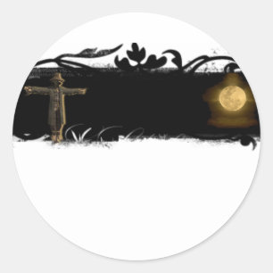 Sticker Rond Pleine lune noire et blanche
