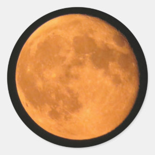 Sticker Rond Pleine lune Orange Harvest ou Halloween