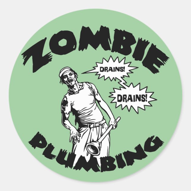 Sticker Rond Plomberie Zombie (Devant)